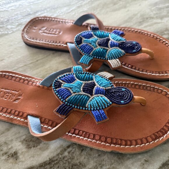 Authentic Kenya-made Maasai beaded sandals - Picture 1 of 3